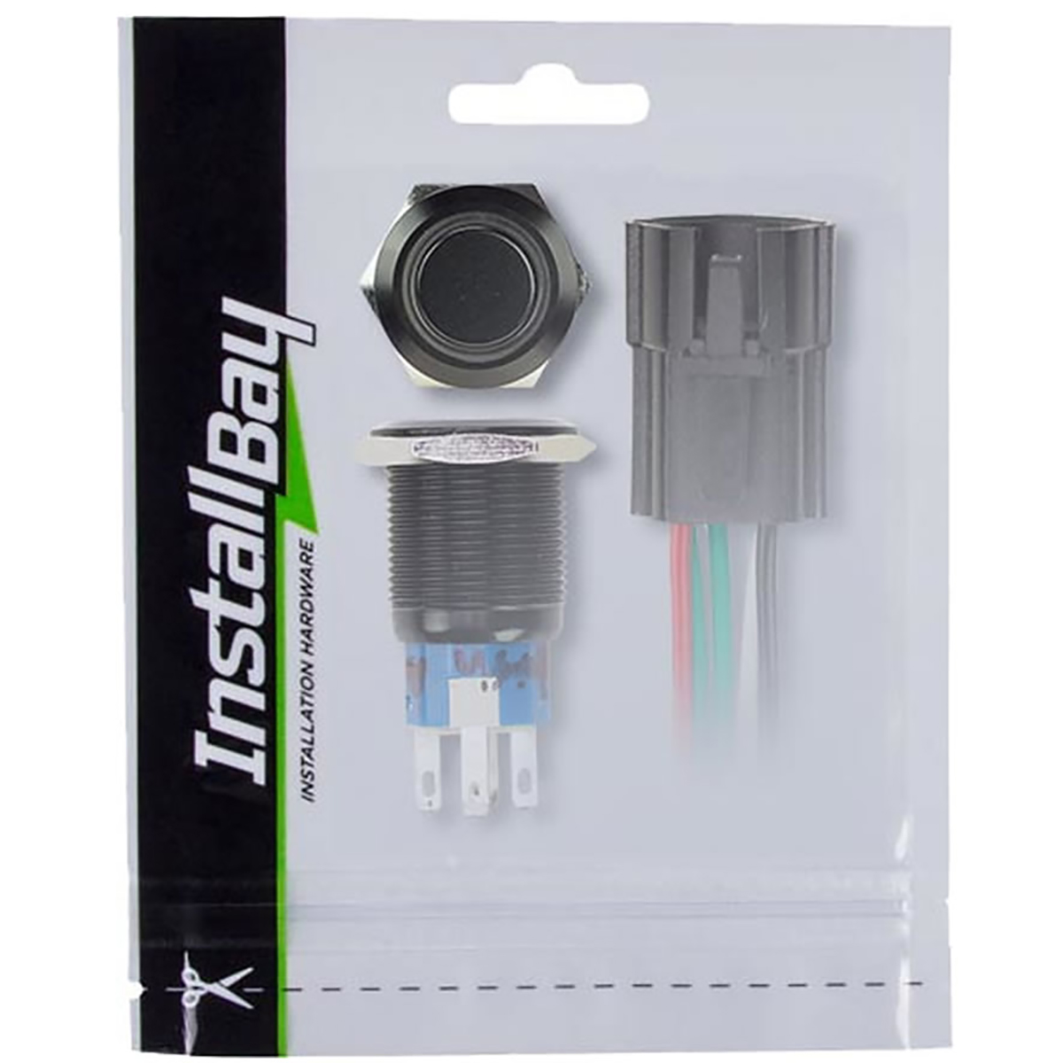 19mm Black Round Switch w Latch Harness